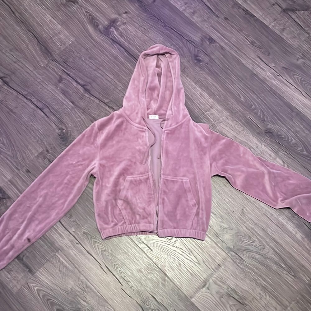 pacsun, velvet, cropped zip up